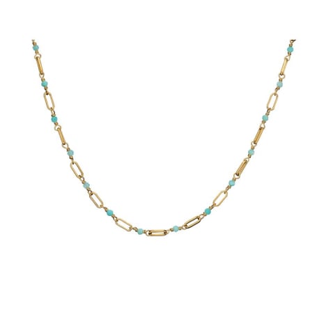 Colar com amazonita azul natural, dourado ouro, 42+3 cm