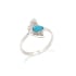 Ginkgo-ring met gereconstrueerd blauw turquoise , in 925 gerhodineerd zilver