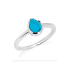Bague avec turquoise bleue reconstituée en goutte, en argent rhodié 925