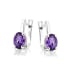 Boucles d'oreilles pendantes avec améthyste violette ovale, en argent rhodié 925