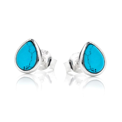 Ohrstecker mit rekonstituiertem blauen Türkis, in 925 rhodiniertem Silber