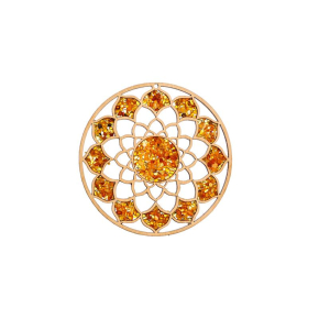 Huş ağacı ve kehribardan yapılmış şarj tabağı ve mandala dekorasyonu, 11 cm