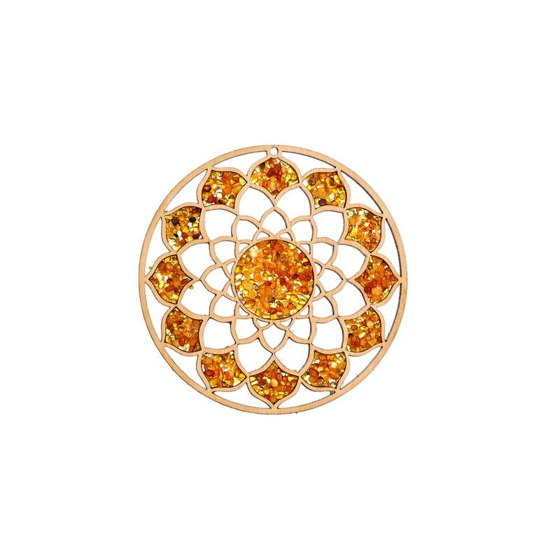 Prato de oração e decoração de mandala com bétula e âmbar, 11 cm