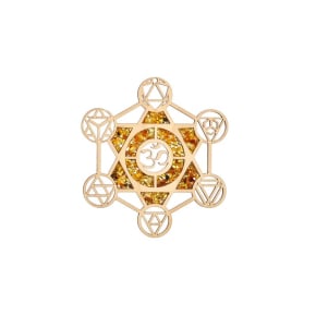 metatron oplaad- en decoplaat met berkenhout en barnsteen, 11 cm
