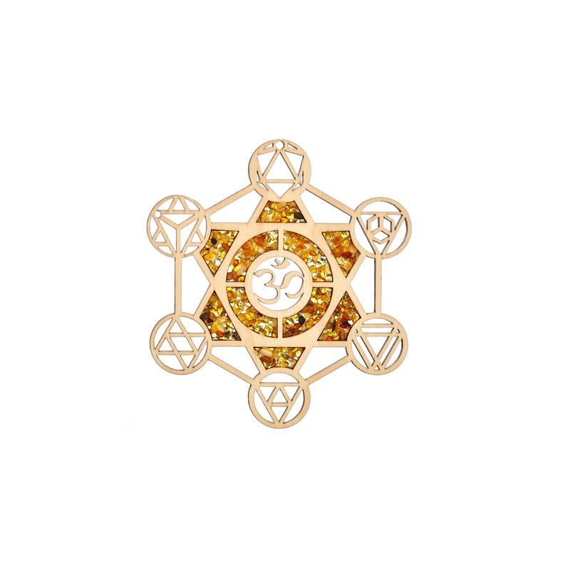 Placa de carga y decoración metatron con abedul y ámbar, 11 cm