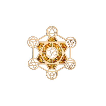 Placa de carga y decoración metatron con abedul y ámbar, 11 cm