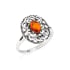 Ring met natuurlijke cognac barnsteen uit de Oostzee, ovaal, in 925 antiek zilver