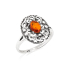 Ring with natural cognac amber from the Baltic Sea, oval, in 925 antique silver