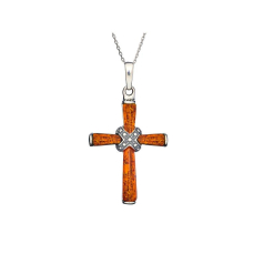 Cross pendant with cognac...