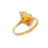 Bague ginkgo avec ambre cognac naturel goutte, en argent doré 925