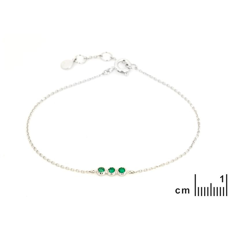Bracciale in onice verde tonda naturale, in argento rodiato 925, 16 + 3 cm — foto 2