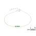 Bracelet avec onyx vert rond naturel, en argent rhodié 925, 16 + 3 cm