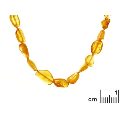 Collier avec ambre miel irrégulier de la mer Baltique, fermoir vis, 70 cm