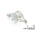 Brosche mit Navette-Opal und Zirkonoxid, in rhodiniertem Silber 925