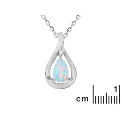Pendant with natural Australian white opal drop, in 925 rhodium-plated silver