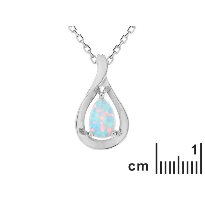 Pendentif avec opale blanche naturelle d'Australie goutte, en argent rhodié 925