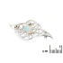 Brooch with navette opal and zirconium oxide, in rhodium-plated silver 925