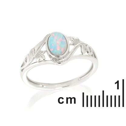 Anillo con ópalo blanco natural de Australia ovalado, en plata 925 rodiada