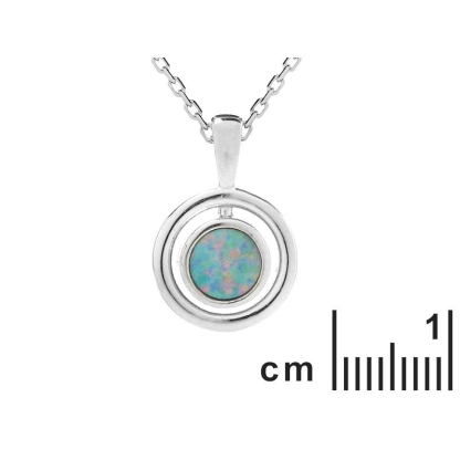 Anhänger mit rundem australischem blauem Doublet-Opal, in 925 rhodiniertem Silber