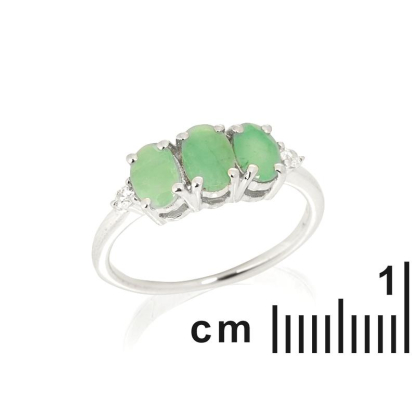 Inel din mai multe pietre cu smarald verde natural oval, din argint 925 placat cu rodiu