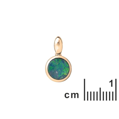 Pendentif rond avec opale bleue doublet, en argent doré 925, diamètre 1+0,7 cm