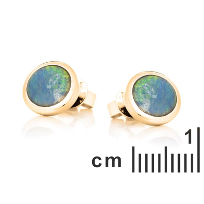 Pendientes dobletes redondos de ópalo azul en plata 925 dorado