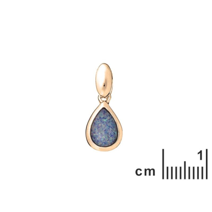 Pingente de gota dupla de opala azul, dourado 925, altura 0,9+0,6 cm