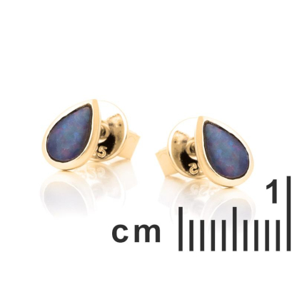 925 ayar altın gümüşten yapılmış, mavi opal çift damlalı küpe