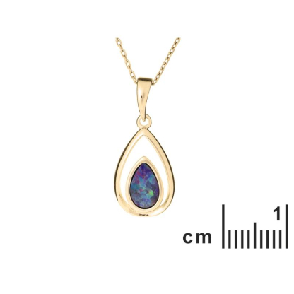 Pendant with blue opal doublet, in 925 gold plated silver, height 1.5+0.8 cm