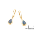 Earrings with blue opal doublet drop, in 925 gold plated silver