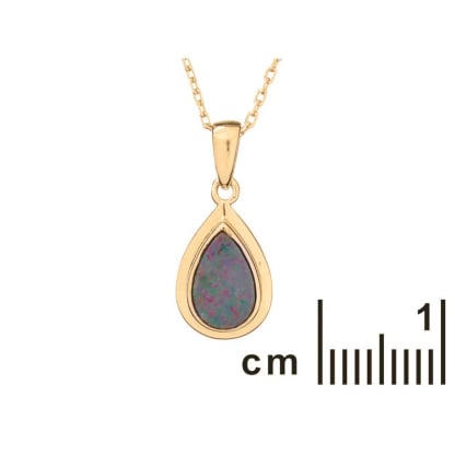 Pendant with blue opal doublet, in 925 gold plated silver, height 1.2 cm