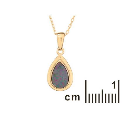 Pendentif avec opale bleue doublet, en argent doré 925, hauteur 1,2 cm