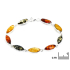 Pulsera con ámbar multicolor, plata 925 rodiada, 18,5+3,5 cm