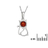 Pendentif chat avec ambre cognac, argent rhodié 925, dimension 1,2x2+0,8 cm