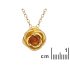 Pink necklace with natural cognac amber, in gold plated 925 silver, length 41+5 cm