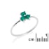 Bague multipierres avec onyx vert naturel rond, en argent rhodié 925