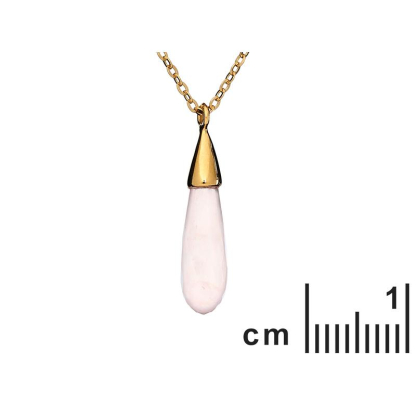 Ice cube necklace with natural rose quartz, 925 silver gold plated , 42+3 cm