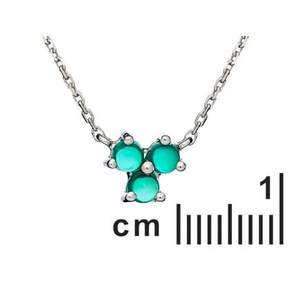 Ketting met ronde natuurlijke groene onyx, in 925 gerhodineerd zilver, lengte 41+3 cm