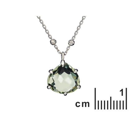 Halskette mit natürlichem grünen Amethyst, rhodiniertes Silber 925, 42+3 cm