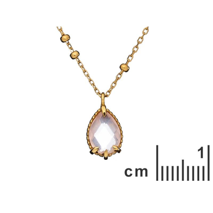 Necklace with natural rose quartz, 925 silver gold plated , 42+3 cm