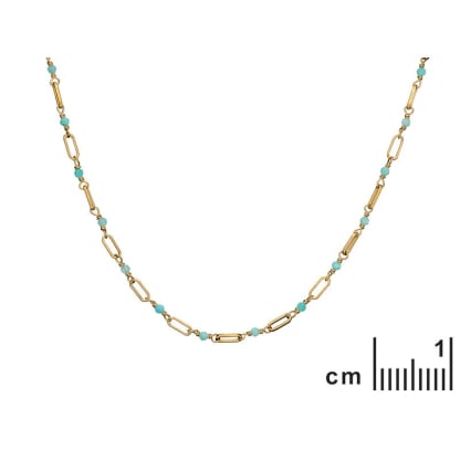 Ketting met natuurlijke blauwe amazoniet, 925 zilver goudkleurige , 42+3 cm