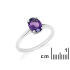 Inel cu ametist oval natural violet, din argint 925 placat cu rodiu