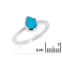 Bague avec turquoise bleue reconstituée en goutte, en argent rhodié 925
