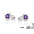 Clous d'oreilles avec améthyste ronde et zirconium, en argent rhodié 925