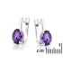 Boucles d'oreilles pendantes avec améthyste violette ovale, en argent rhodié 925
