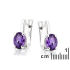 Oval purple amethyst drop earrings in 925 rhodium-plated silver