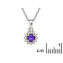 Amethyst and zirconium pendant, 925 rhodium-plated silver, diameter 0.8+0.4 cm