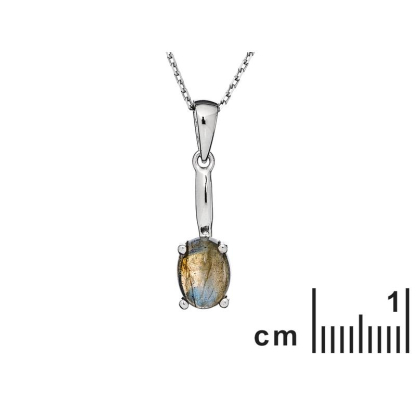 Colgante con labradorita, plata 925 rodiada, diámetro 0,7x1,5+0,8 cm