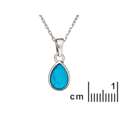 Hanger met gereconstrueerd blauw turquoise , gerhodineerd zilver 925, 0,7x1+0,5 cm