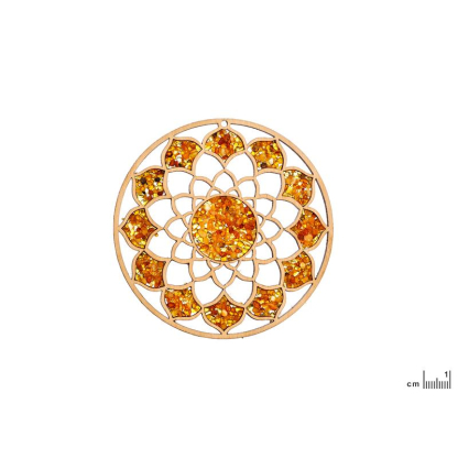 Piatto di ricarica e decorazione mandala con betulla e ambra, 11 cm